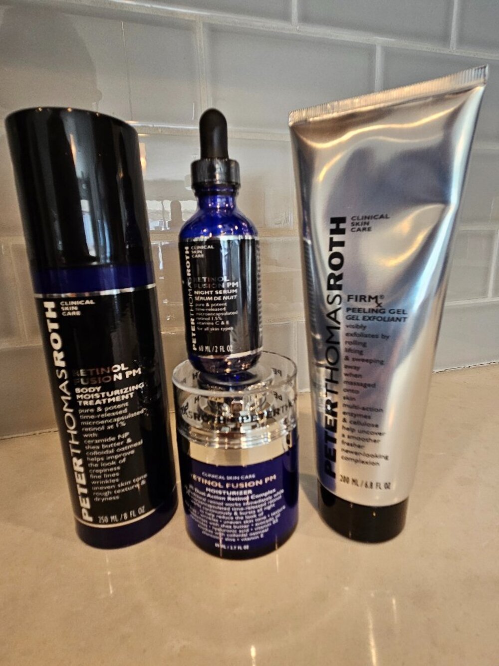 Peter Thomas Roth 4-Piece Set Retinol Fusion PM Face, Body + Firmx Peeling Gel